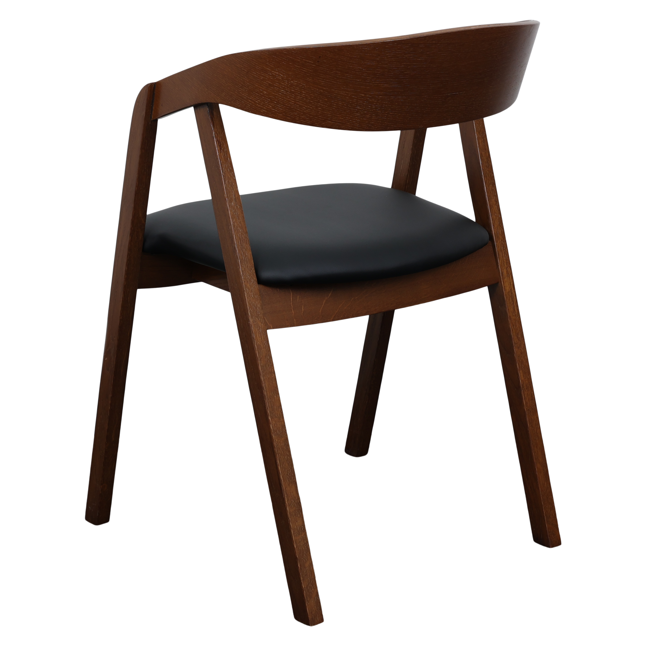 Laura Stol i antique walnut look med sort PU Laura Stol i antique walnut look med sort PU