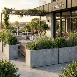 Exclusive blomsterkasse i fiberglas med cement 100*30*H40cm