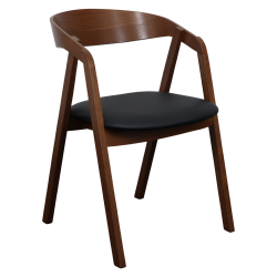Laura Stol i antique walnut look med sort PU