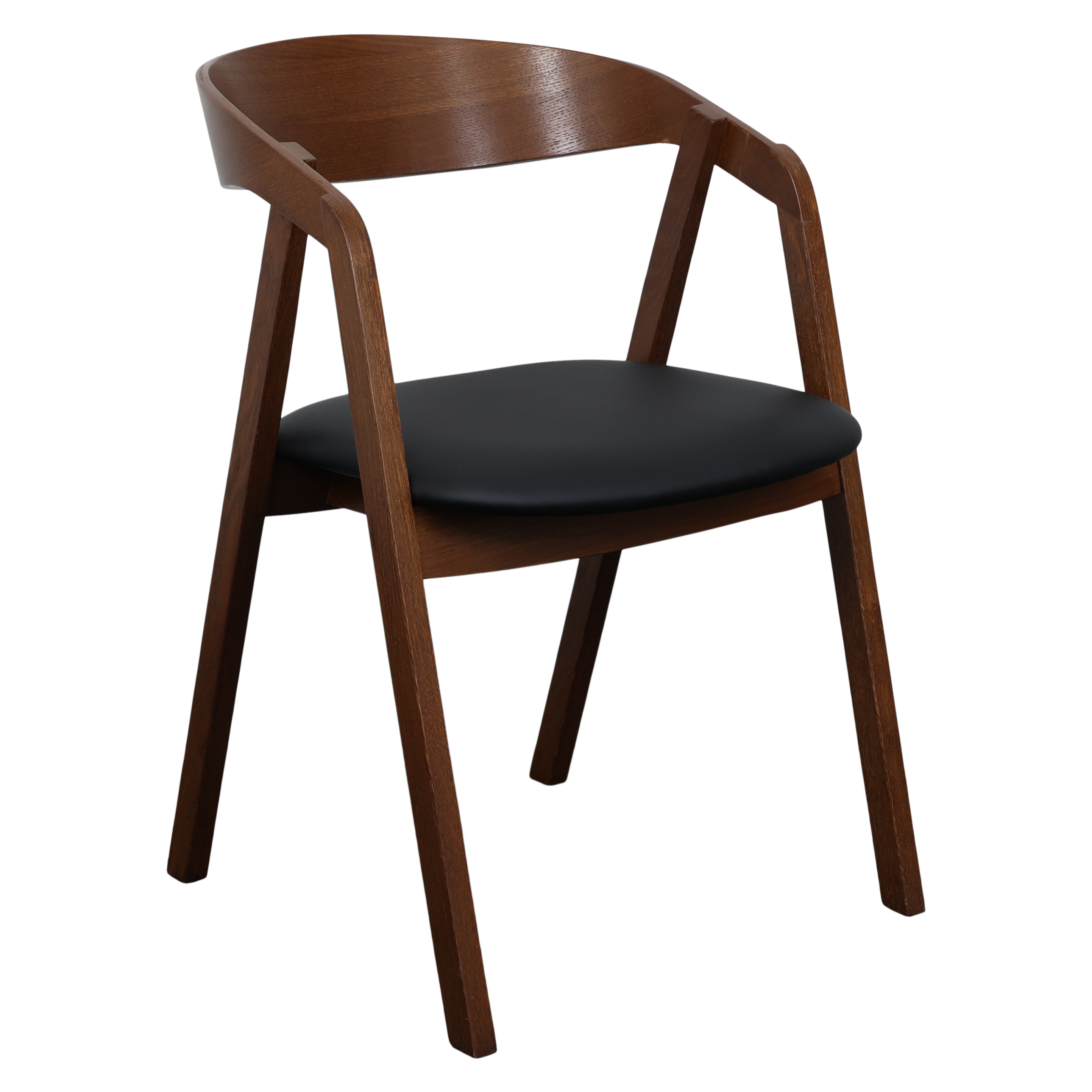 Laura Stol i antique walnut look med sort PU Laura Stol i antique walnut look med sort PU
